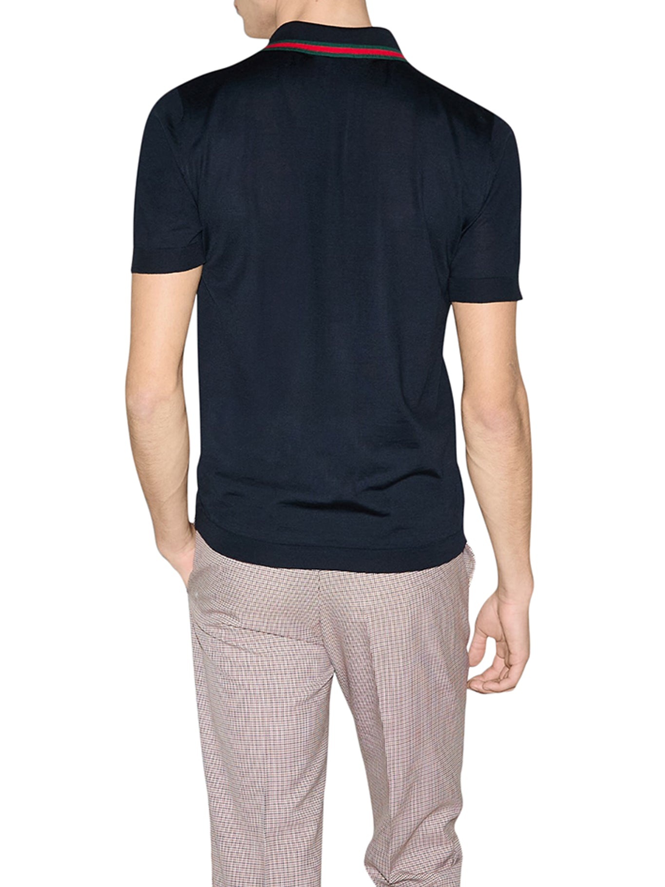 KNITTED WOOL POLO WITH WEB PATTERN - 4