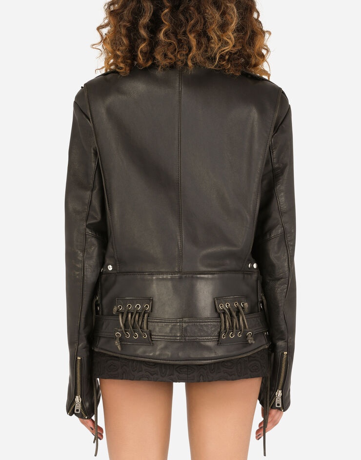 Belted leather biker jacket - 2