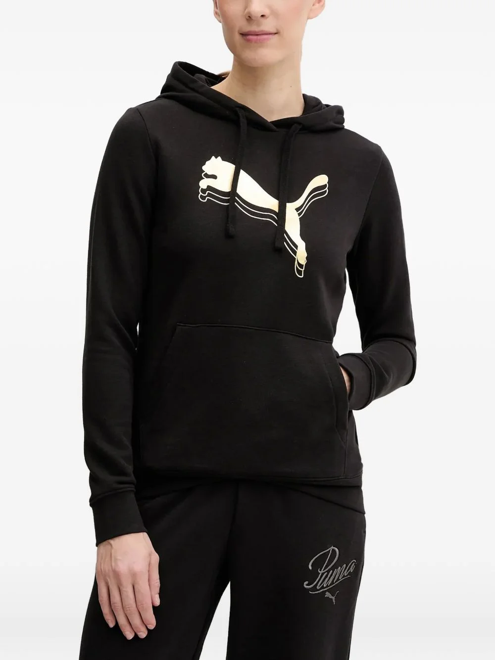 logo-print drawstring hoodie - 1
