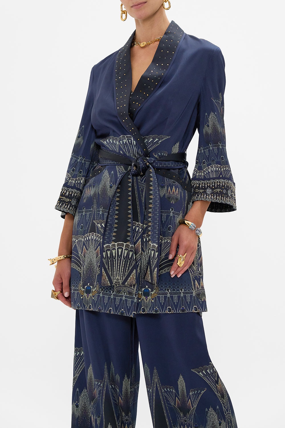 ROLL COLLAR PAJAMA JACKET - 5