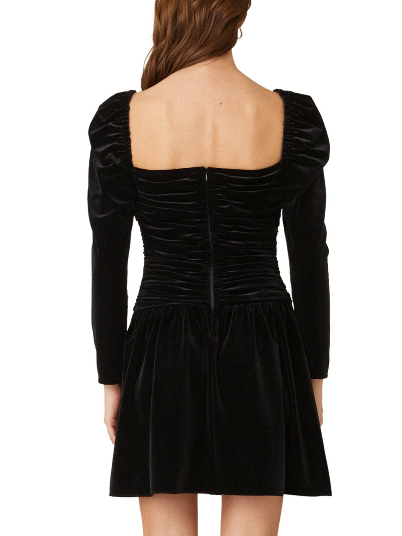 Women's Mari Ruched Velvet Minidress - Jet 4