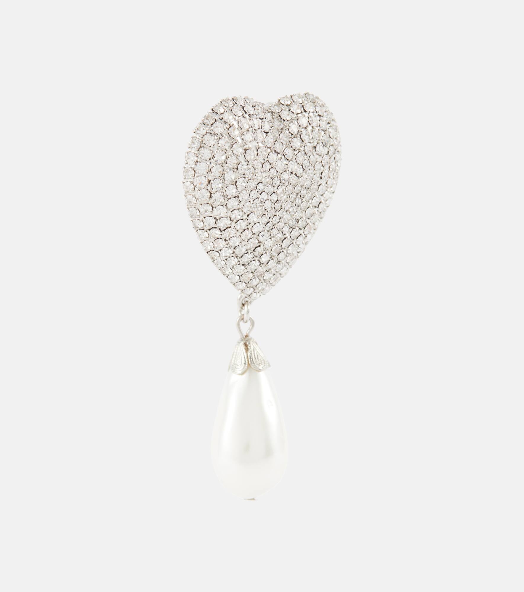 Embellished faux pearl clip-on earrings - 2