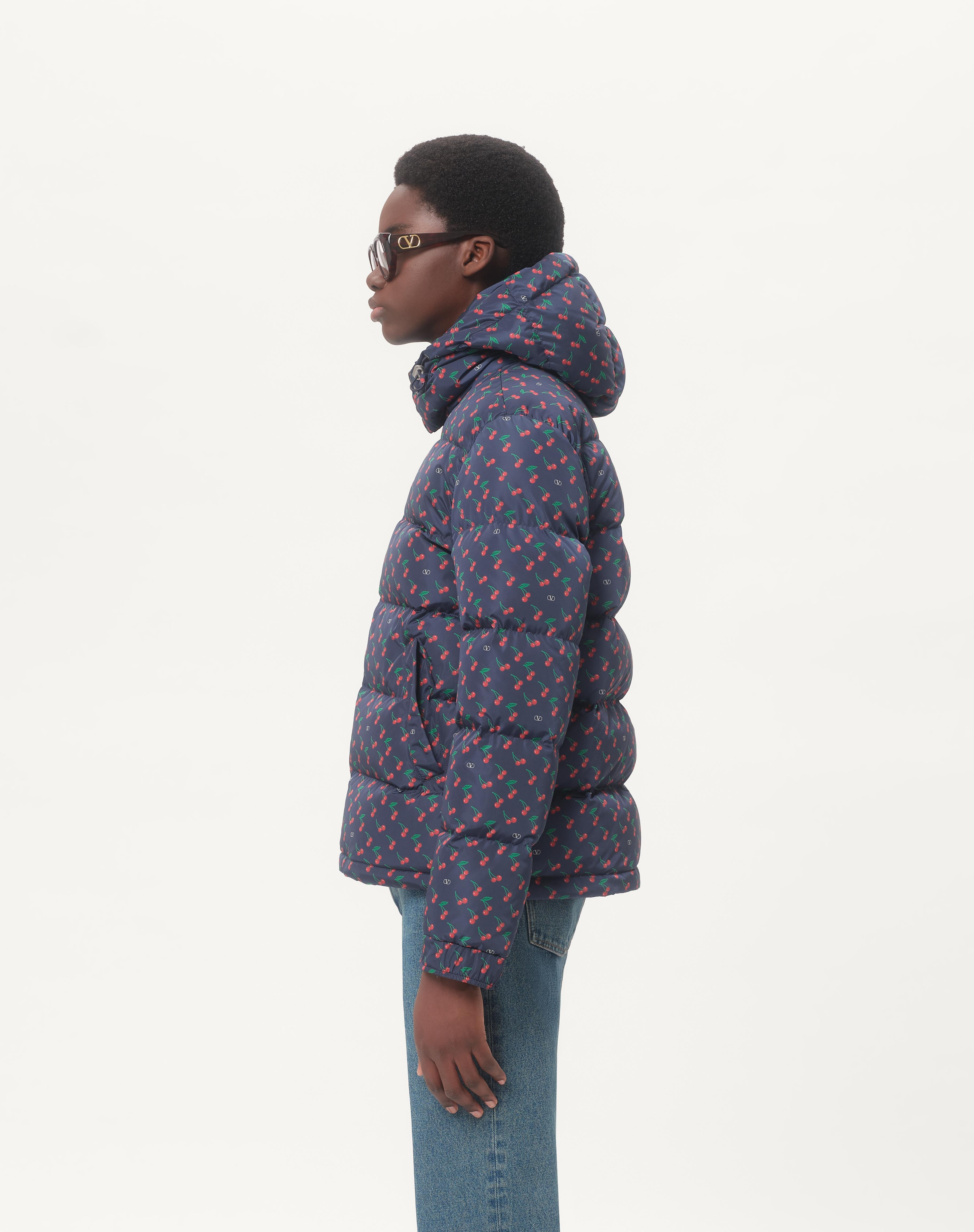 NYLON HOODED DOWN JACKET WITH CHERRYFIC PRINT - 6