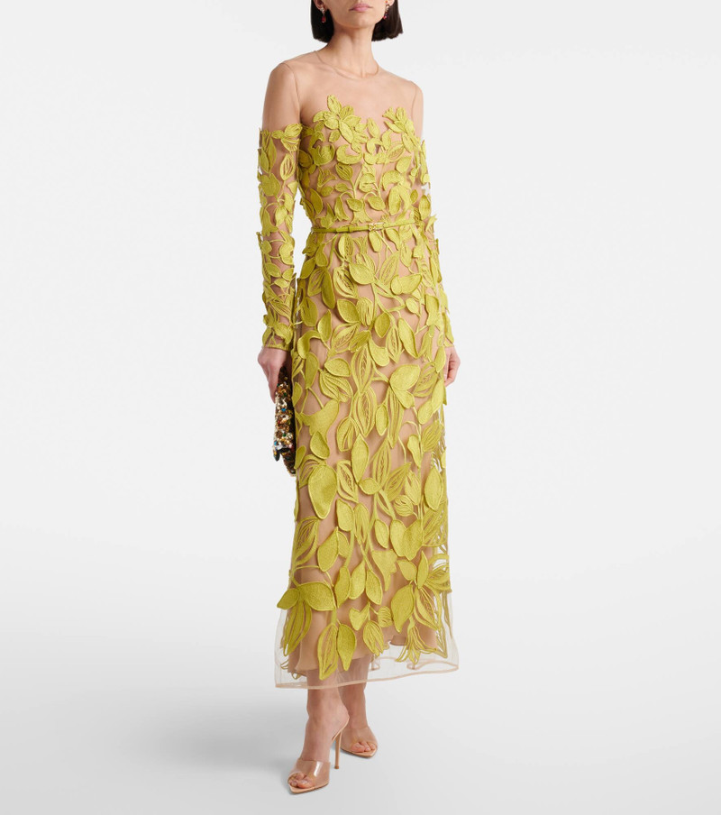 ELIE SAAB Embroidered silk-blend midi dress outlook