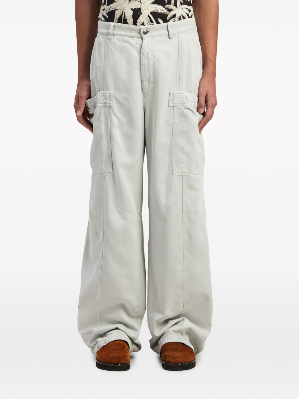 patch-pocket wide-leg trousers - 3