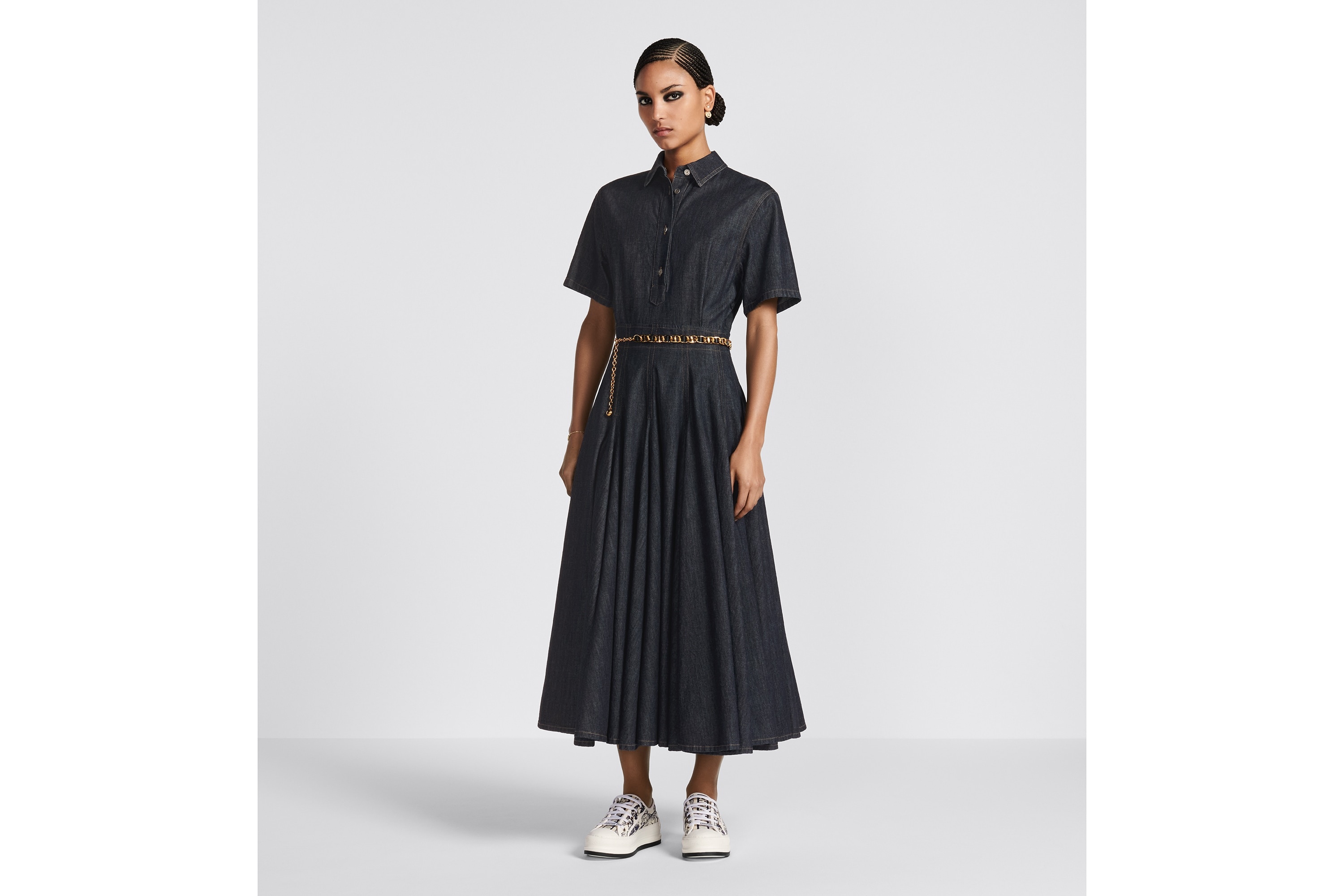 Pleated Shirt Dress - 4
