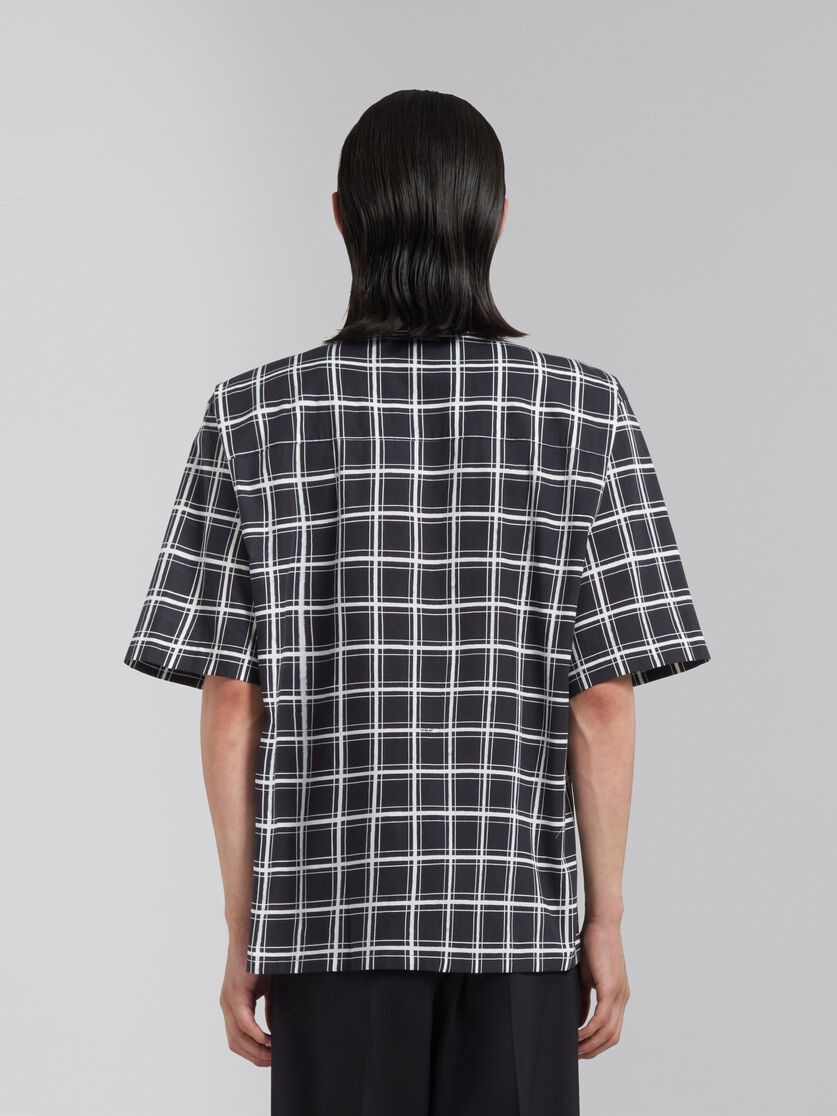 BLACK CHECKED POPLIN BOWLING SHIRT - 3