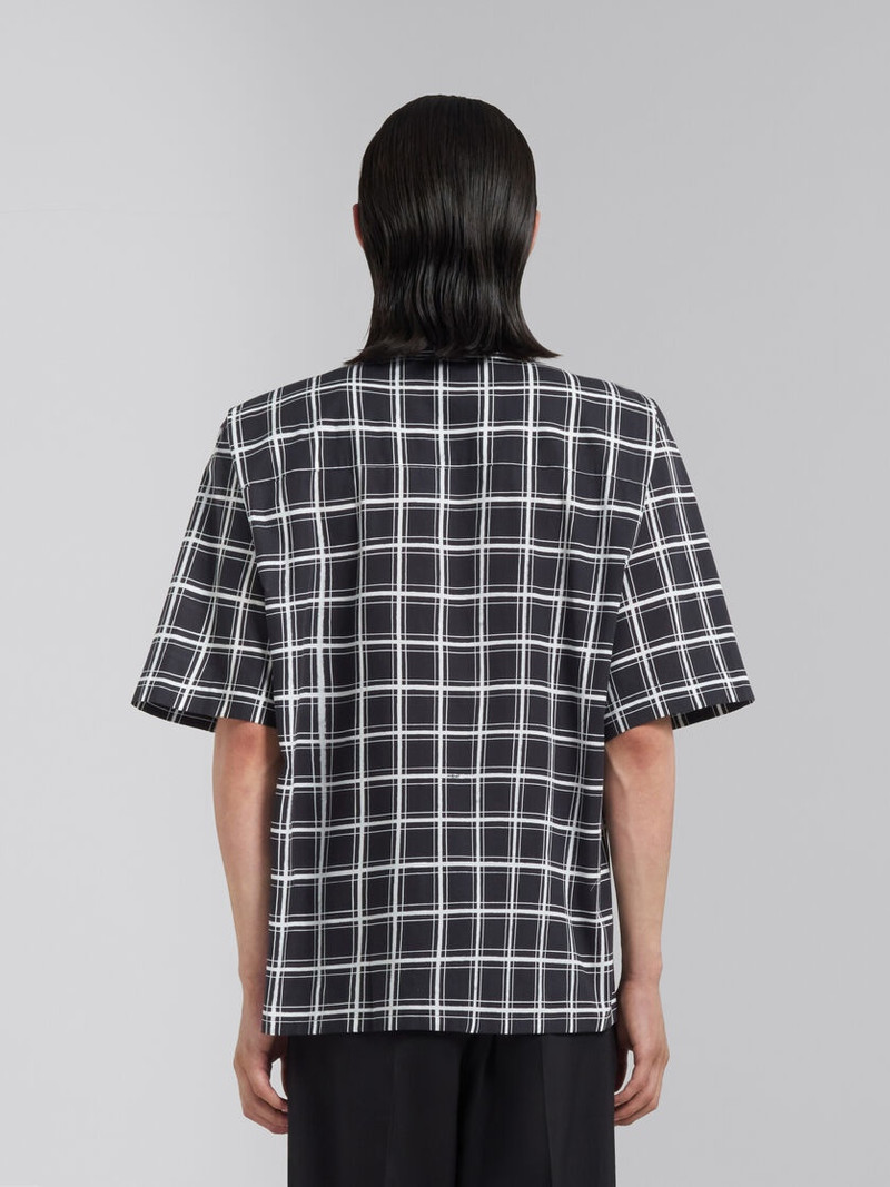 BLACK CHECKED POPLIN BOWLING SHIRT 3