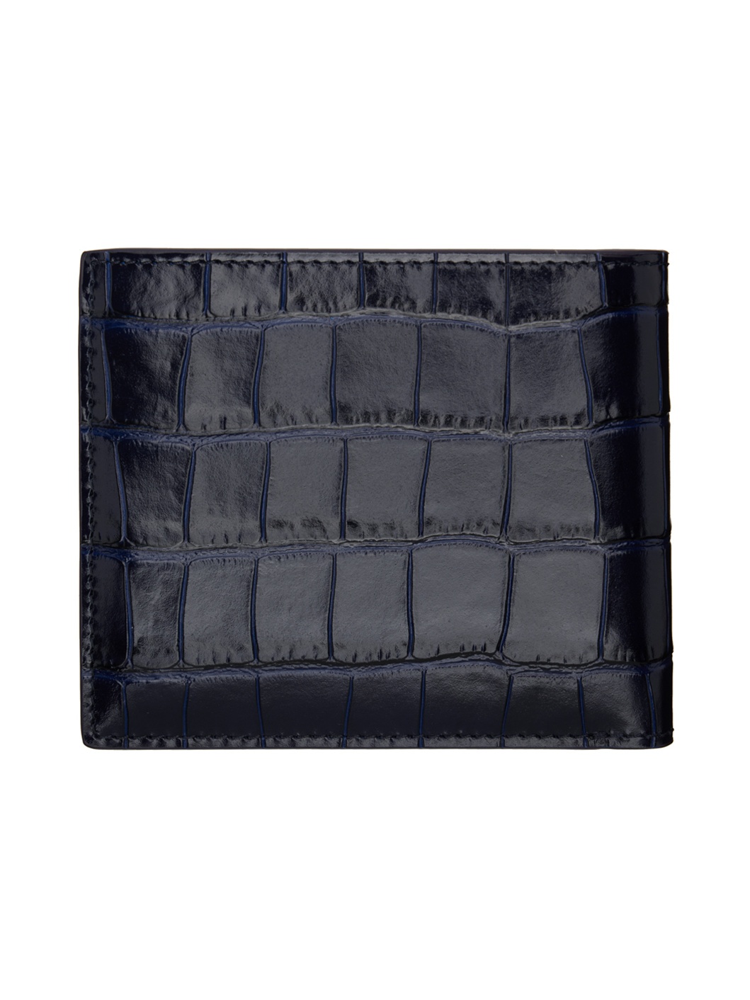 Blue Glossy Printed Croc Bifold Wallet - 2