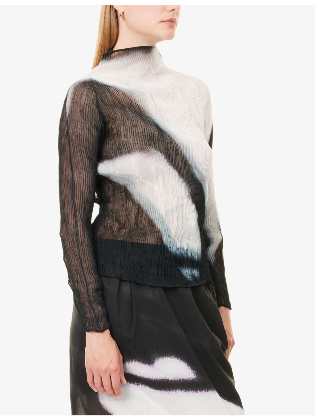Shadow Study Pleats High-Neck Knitted Top - 3