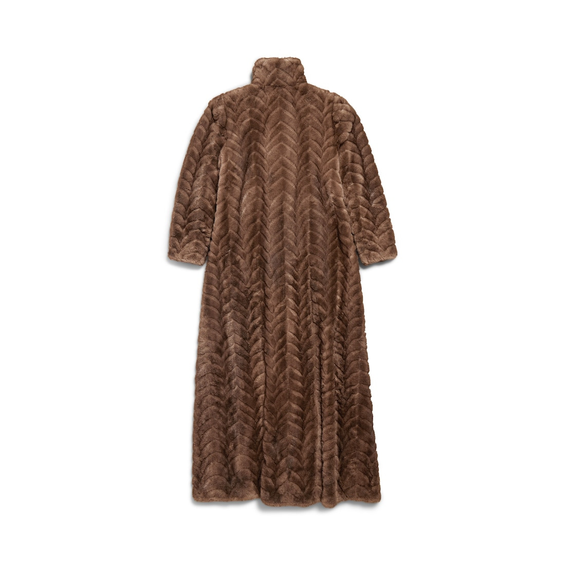 Women's Animal-free Fur Maxi Coat in Brown - 6