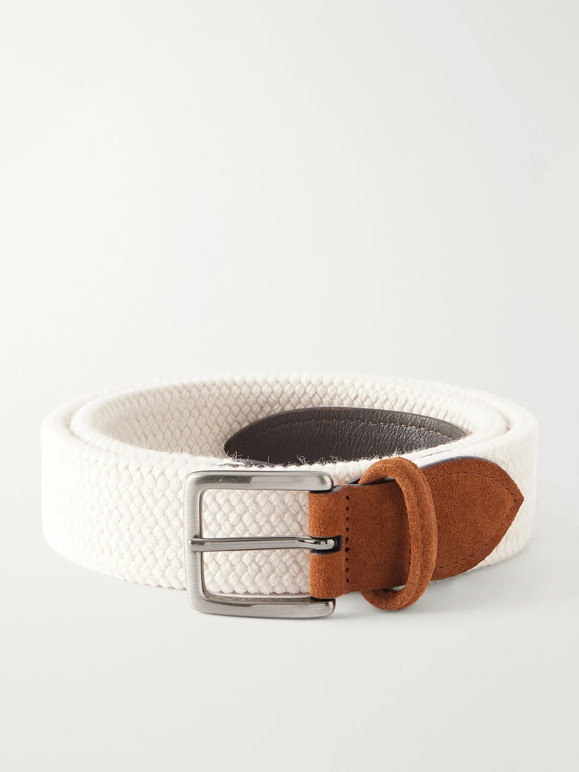 3.5 cm Leather-Trimmed Woven Belt - 1
