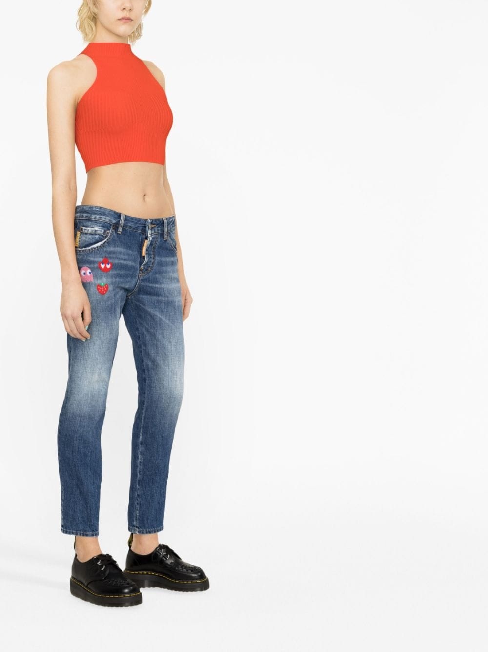 patch-detail denim jeans - 2