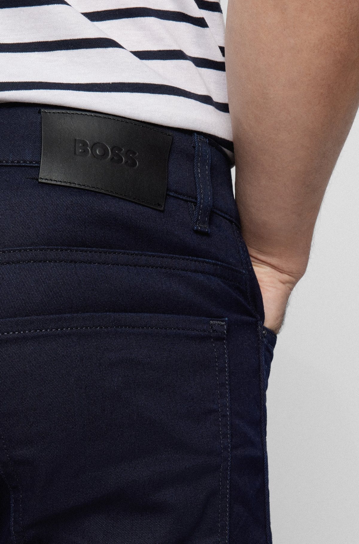 SLIM-FIT JEANS IN BLUE-BLACK COMFORT-STRETCH DENIM - 5