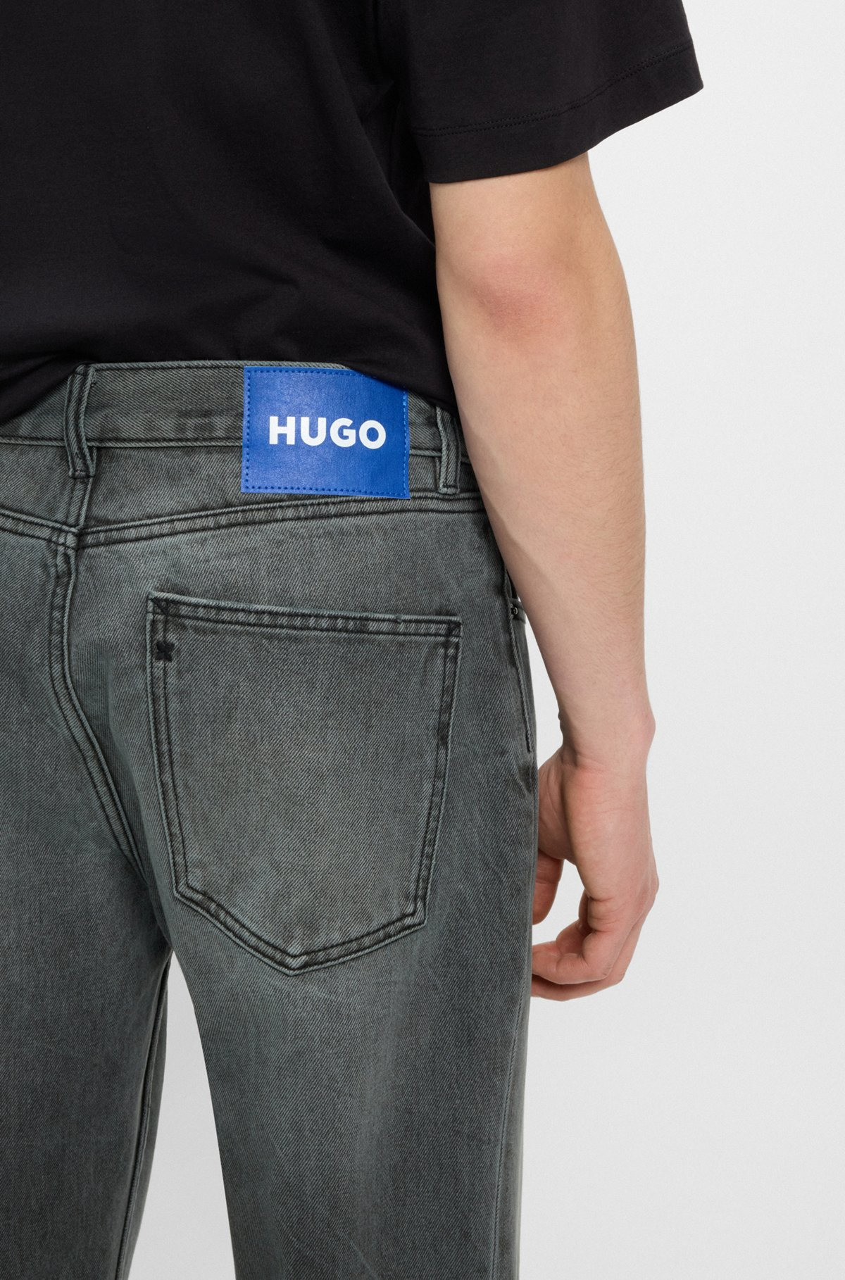 REGULAR-FIT JEANS IN GRAY RIGID DENIM - 5