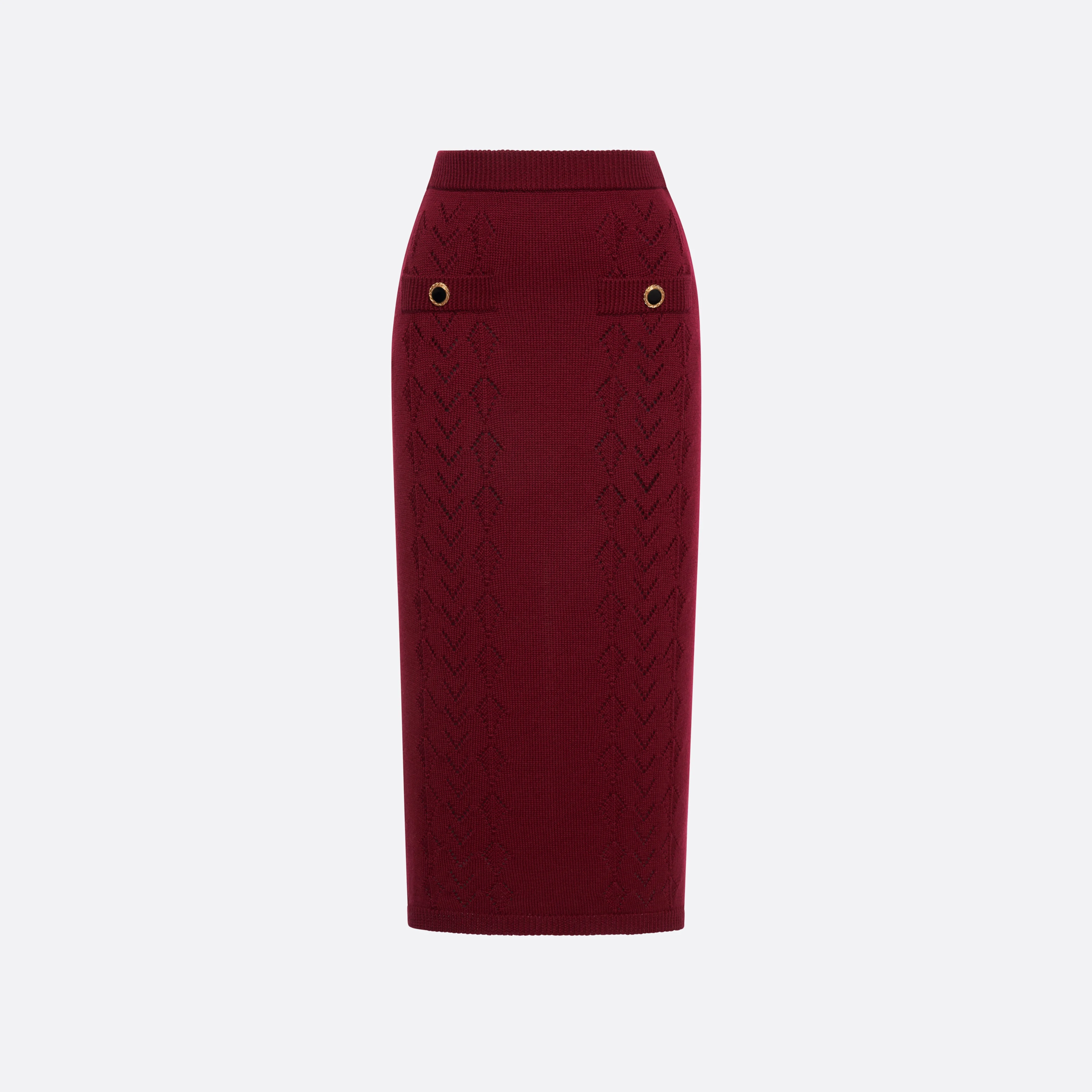 MERINO WOOL LACE-KNIT MIDI SKIRT - 1