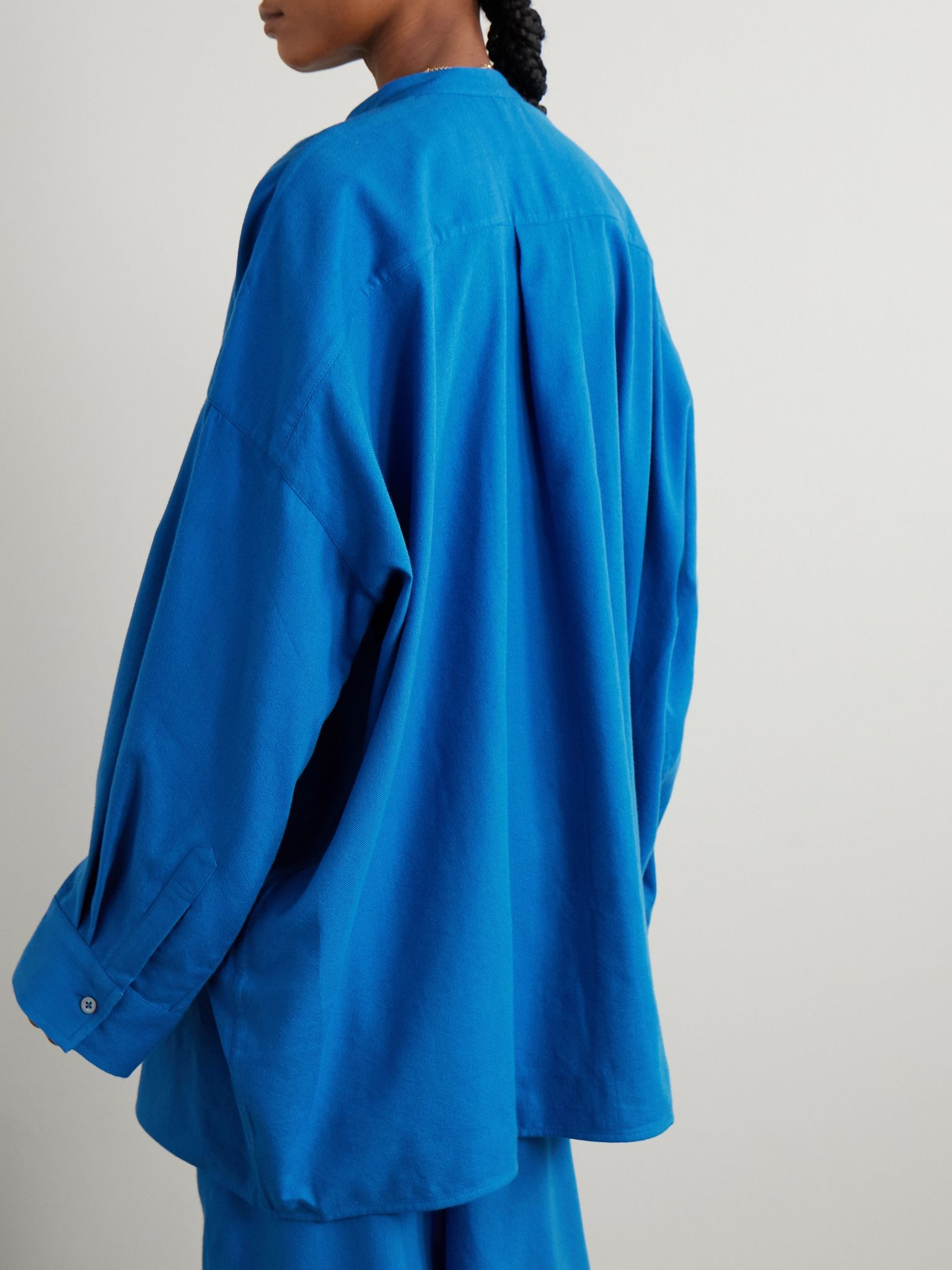 Oversized cotton-blend shirt Blue - 3