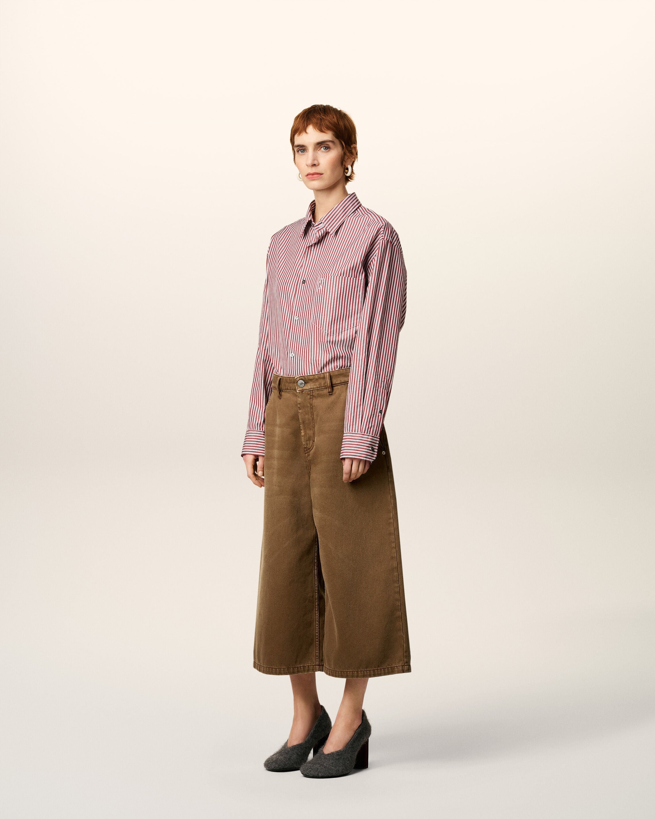 BROWN COTTON LONG BERMUDA SHORT - 6