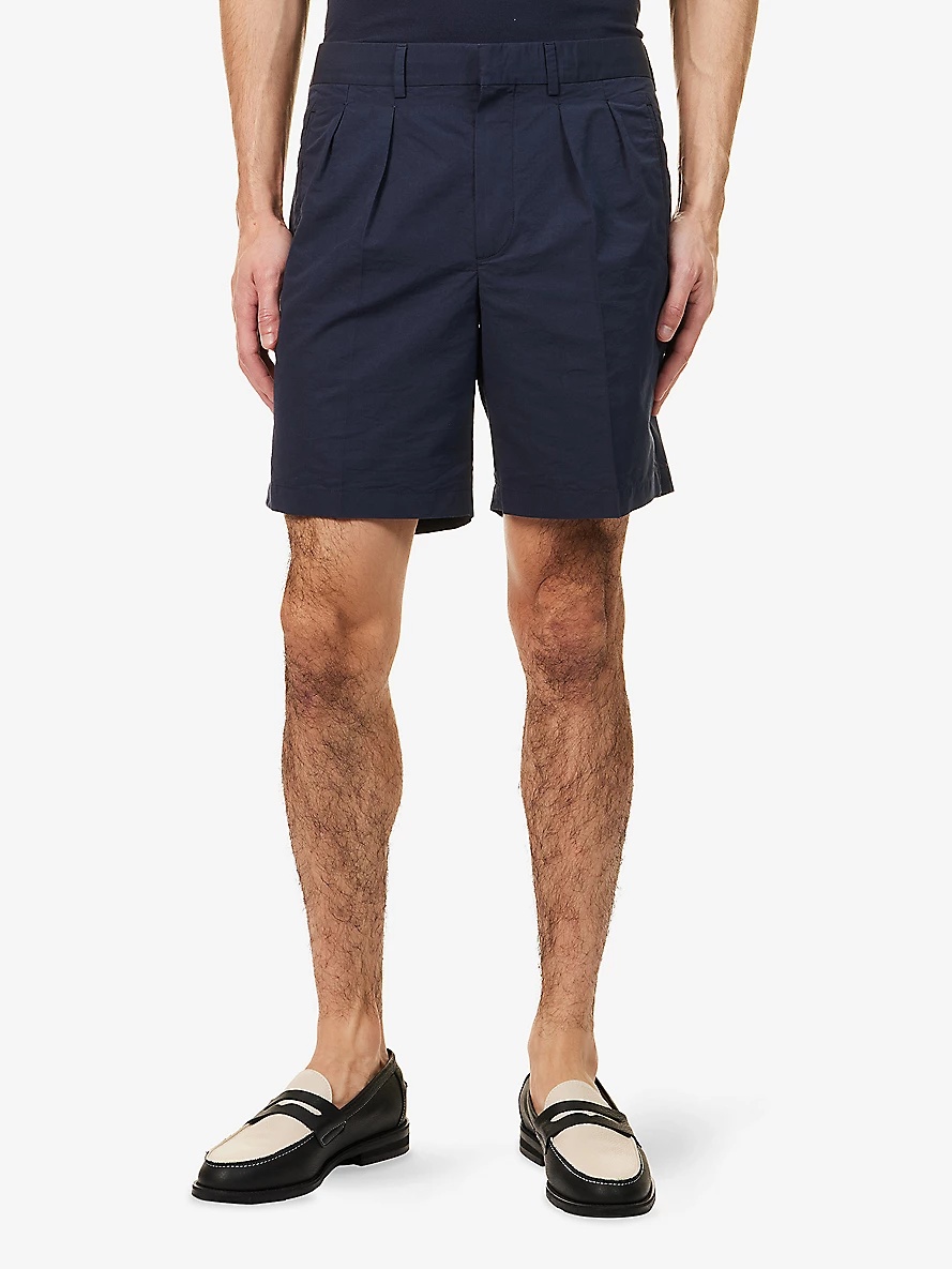 Regular-Fit Pleated Cotton-Blend Shorts - 3