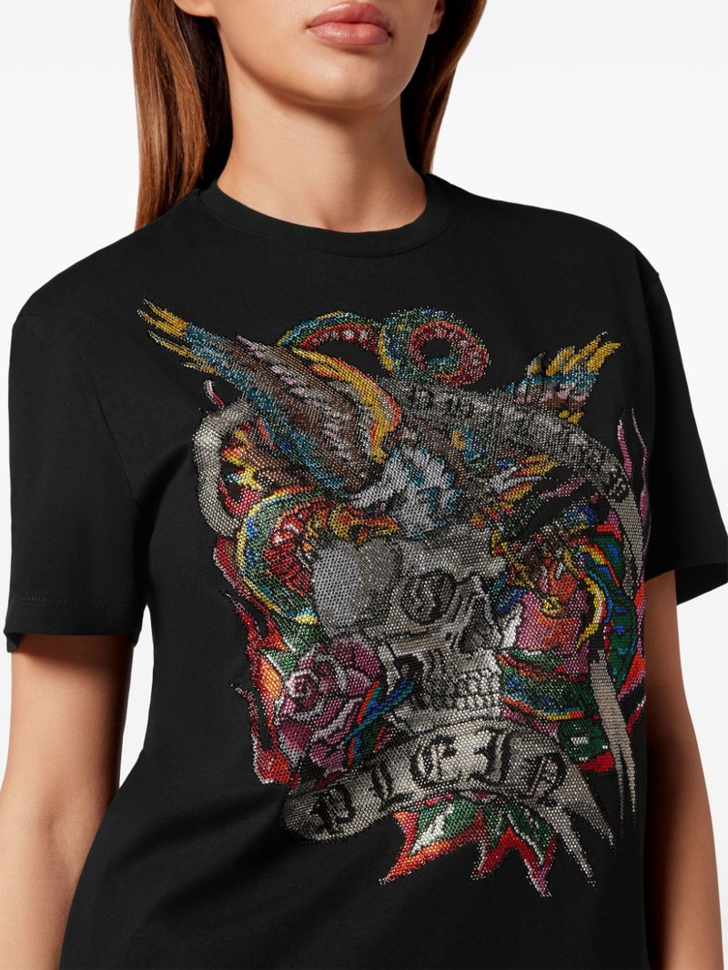 crystal-embellished tattoo-print T-shirt 5