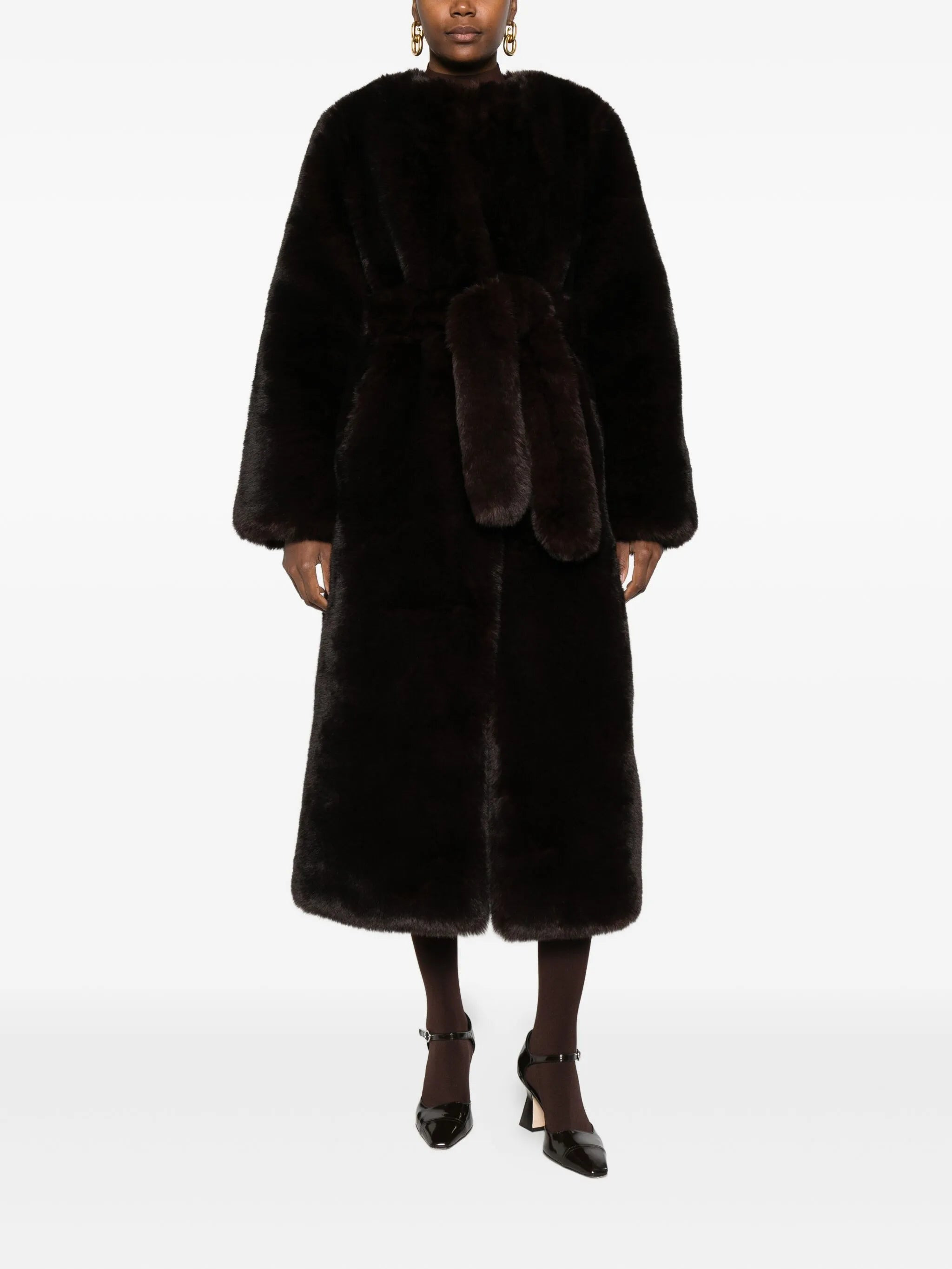 Cult Gaia Belted Faux-fur Coat - 5