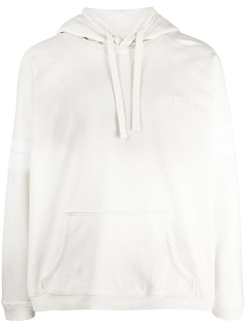slogan-print striped hoodie 1