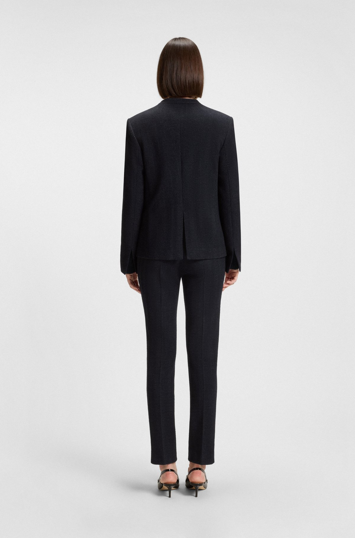 REGULAR-FIT BLAZER IN CREASE-RESISTANT HERRINGBONE STRETCH JERSEY - 4