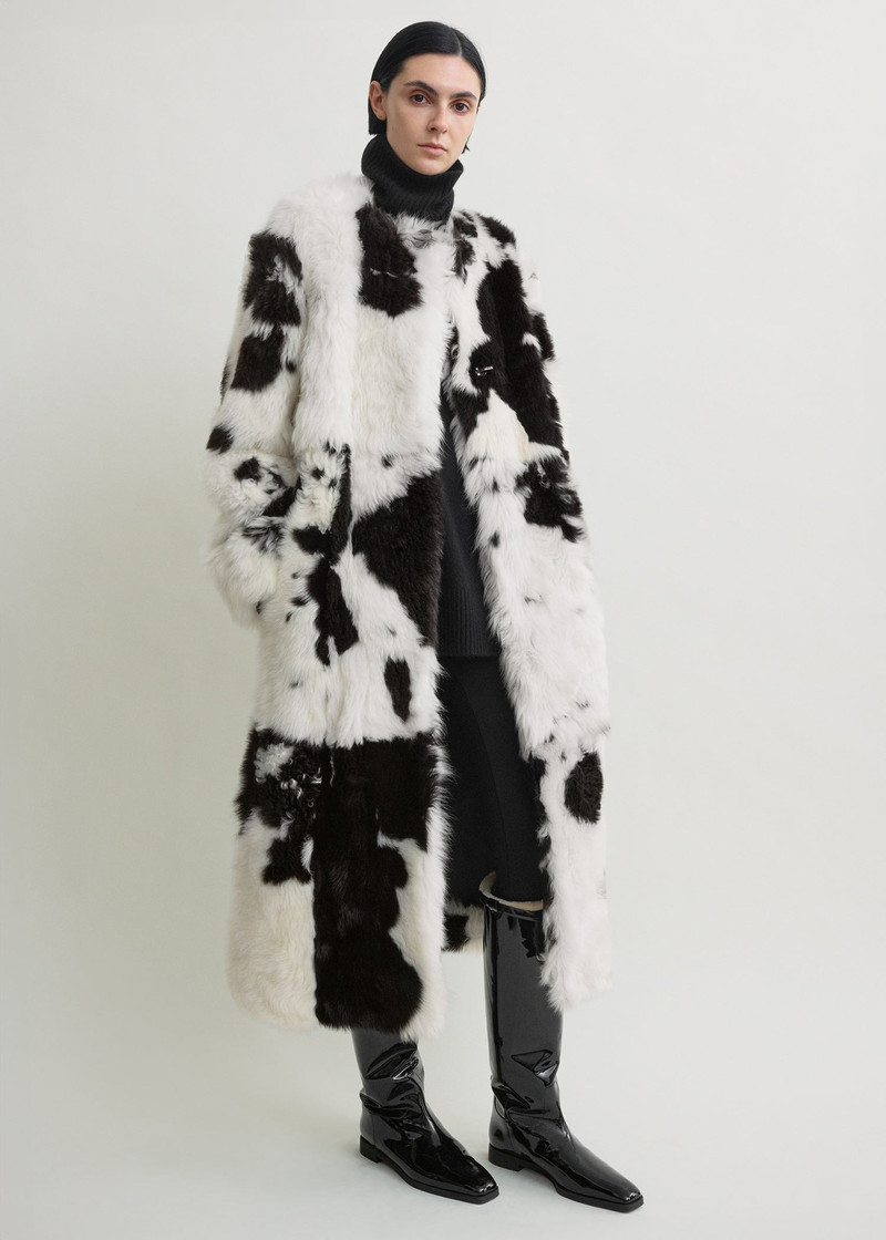 Monochrome shearling coat black/white 6