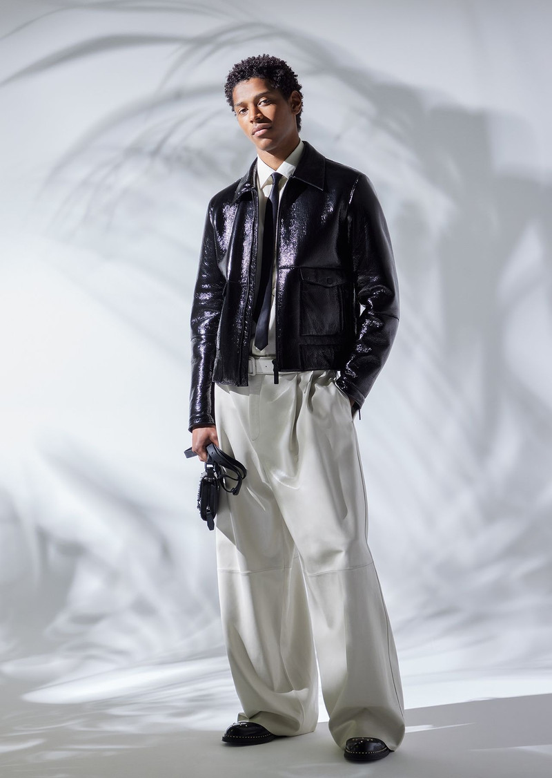 Merino lamb shearling blouson with patent-effect chrome-tanned exterior 6