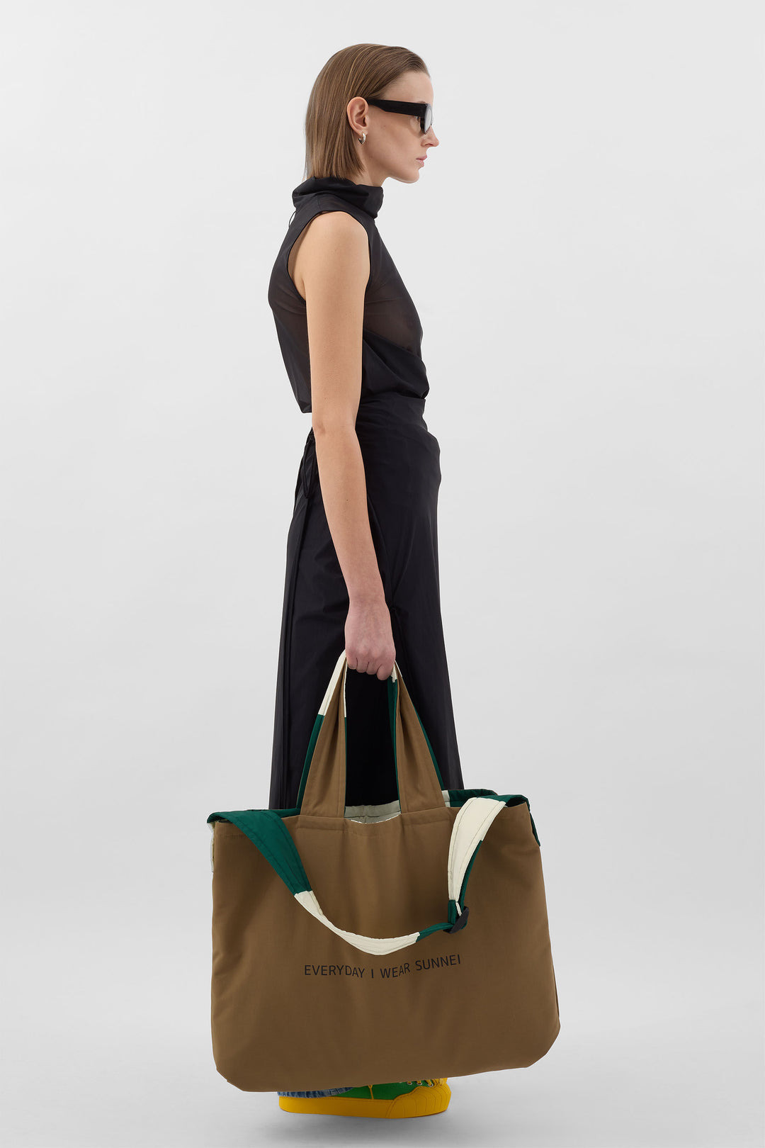EVERYDAY REVERSIBLE BAG / off white, green & beige - 2