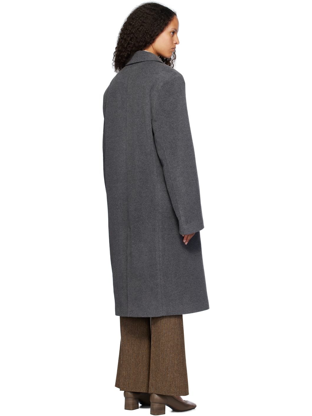 Gray Heavy Wool Long Coat - 3