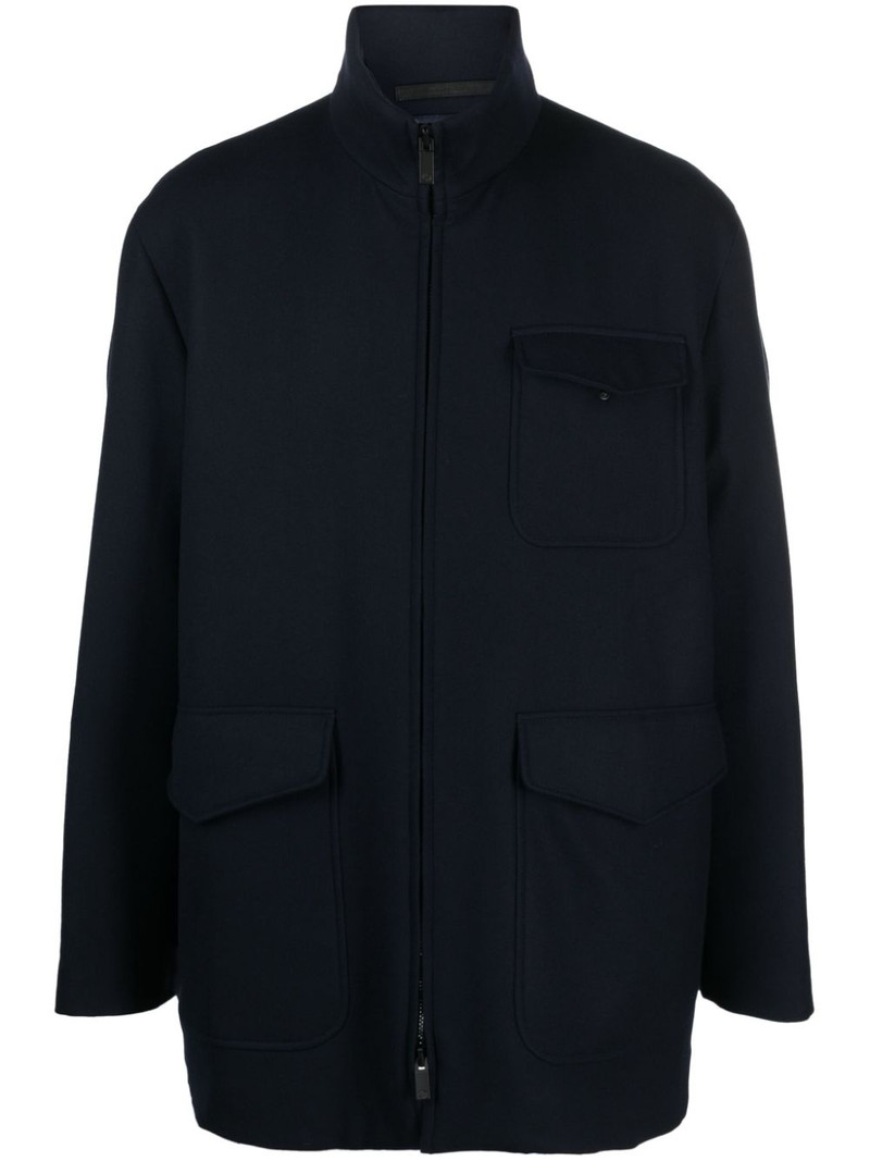 zip-up virgin wool coat 1