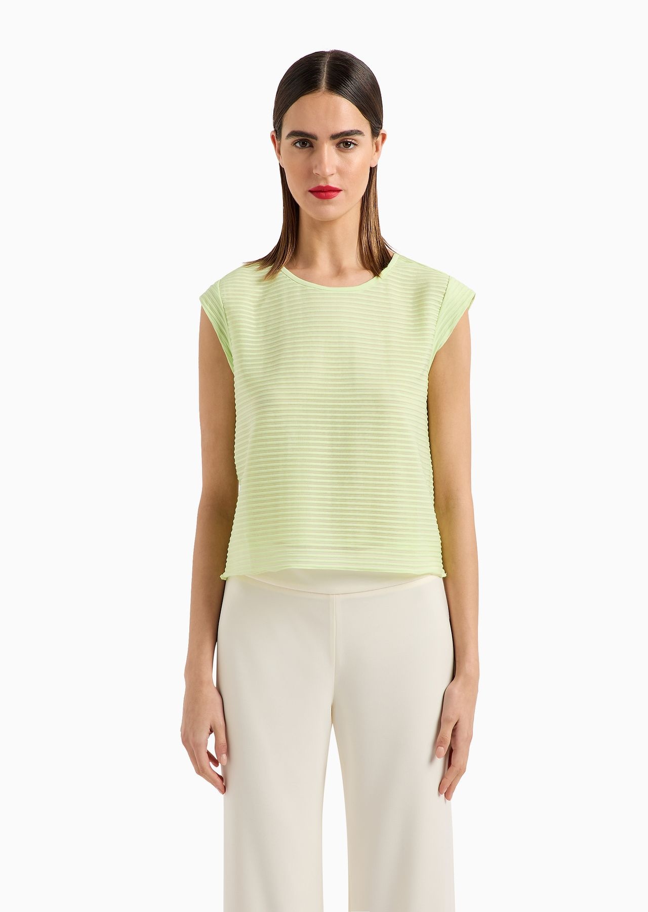 Short-sleeved ottoman-effect jersey top - 2
