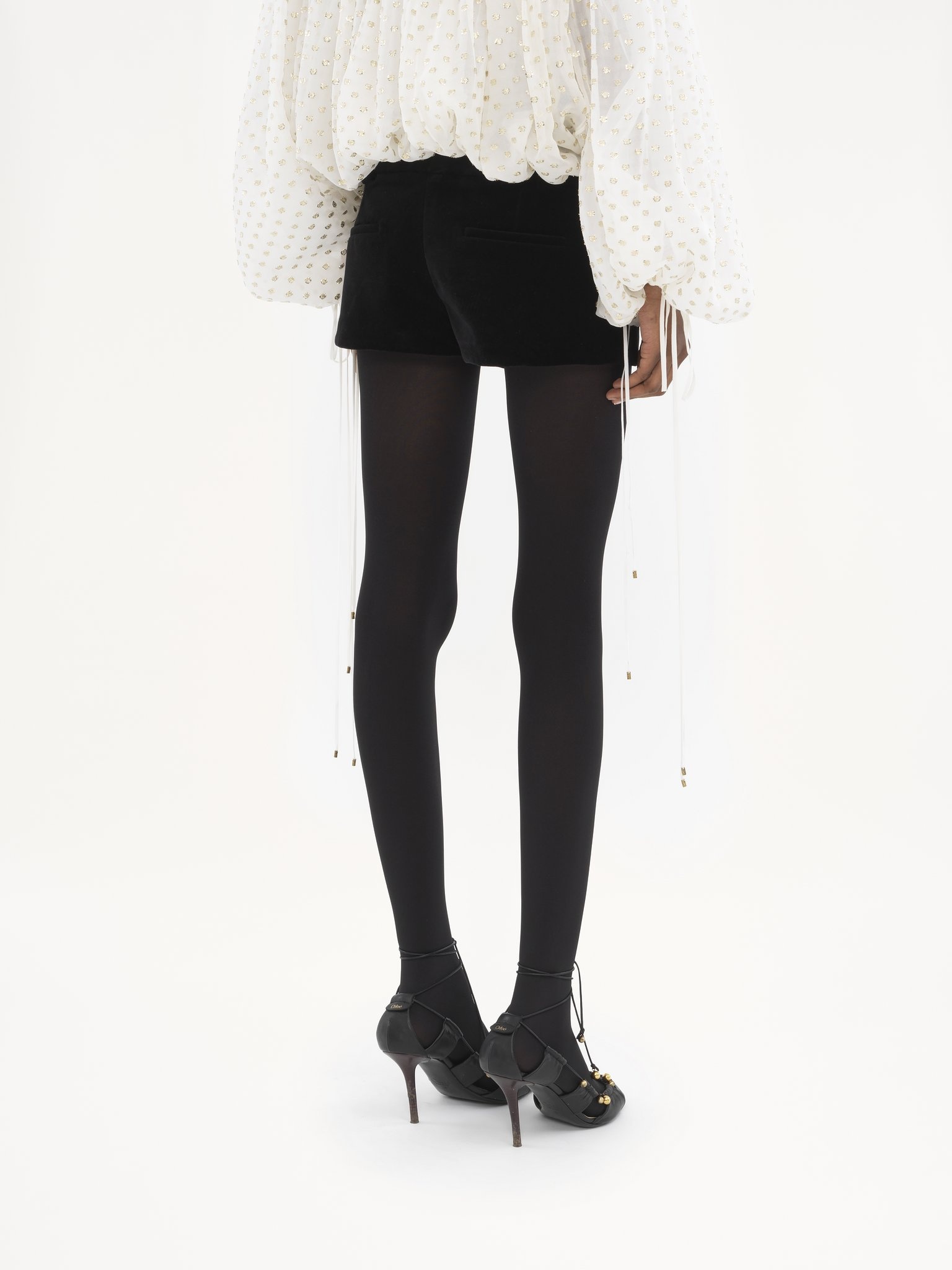 TAILORED MINI SHORTS IN VELVET - 5