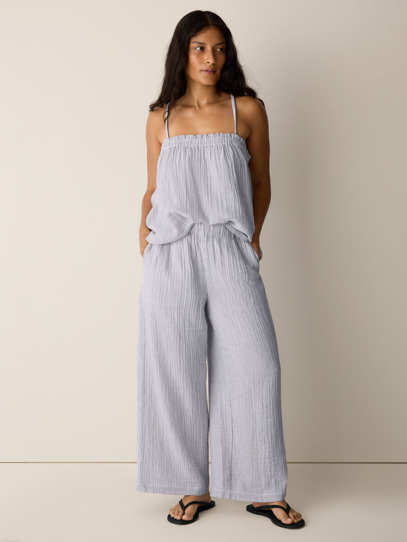 Striped Organic Cotton Gauze Wide-Leg Pant 7