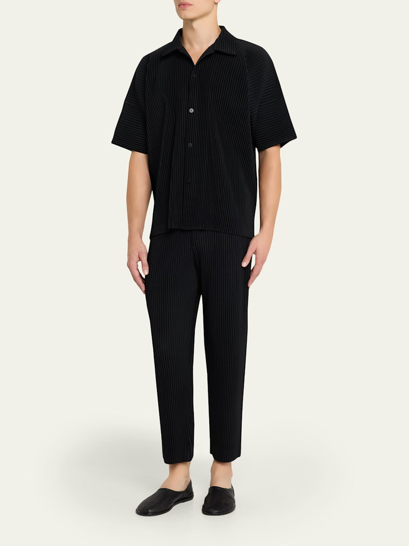 ISSEY MIYAKE Men's Pleated Oversized Polo Shirt outlook