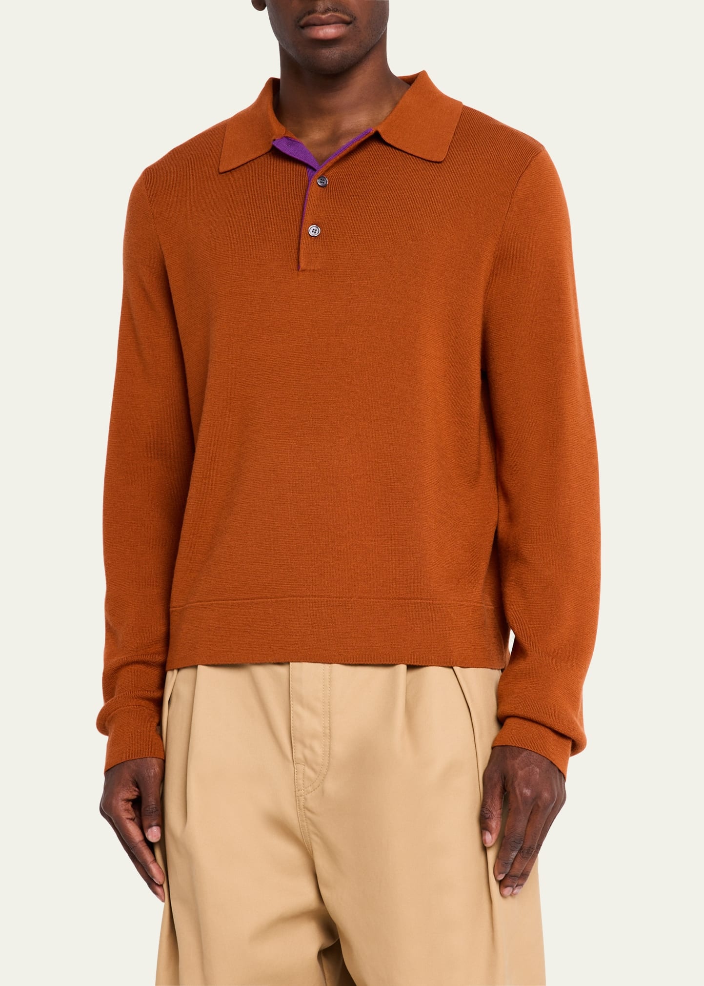 Men's Vertical Block Stripe Polo Sweater - 4