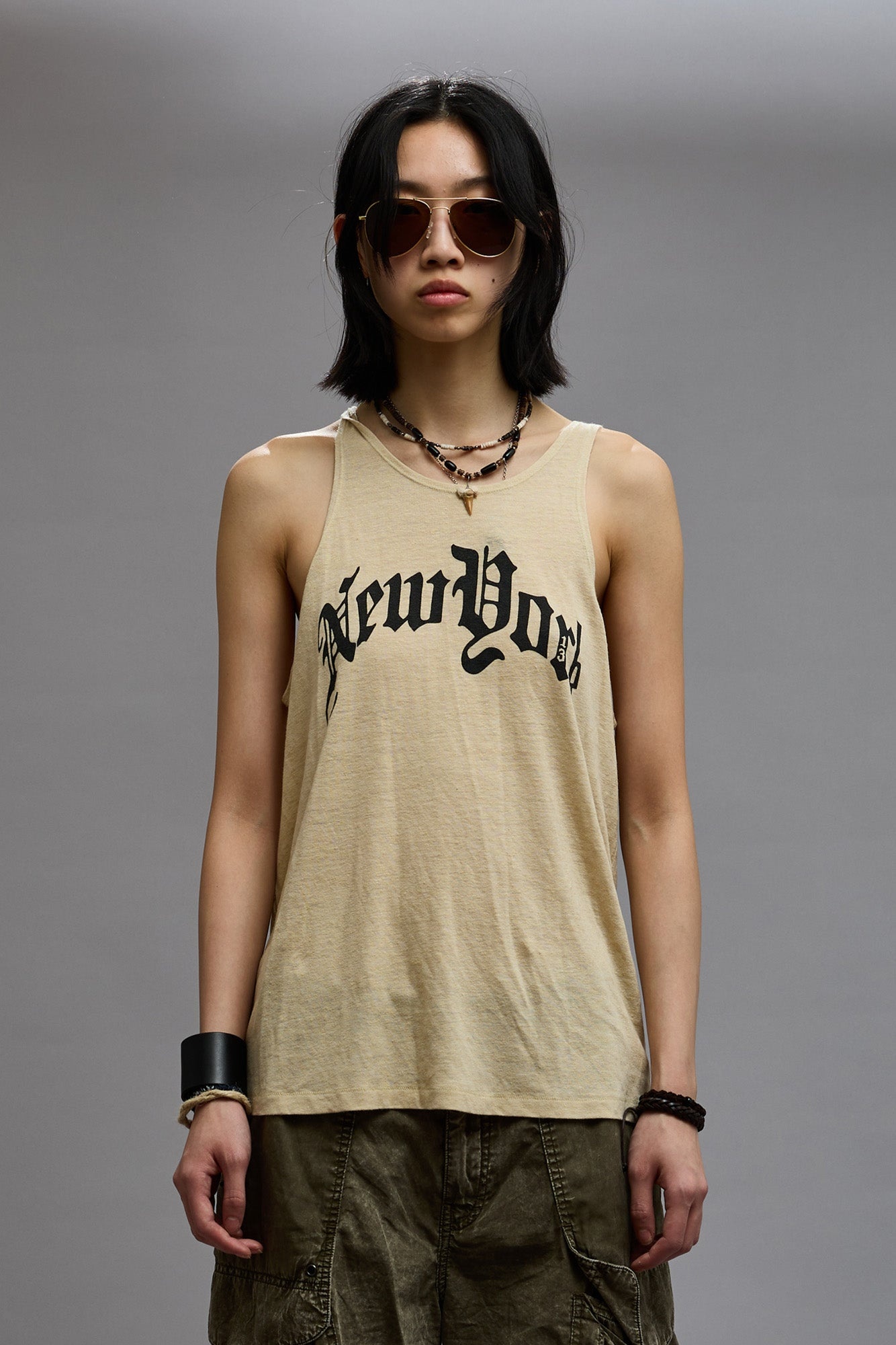 NEW YORK RELAXED TANK - KHAKI - 1