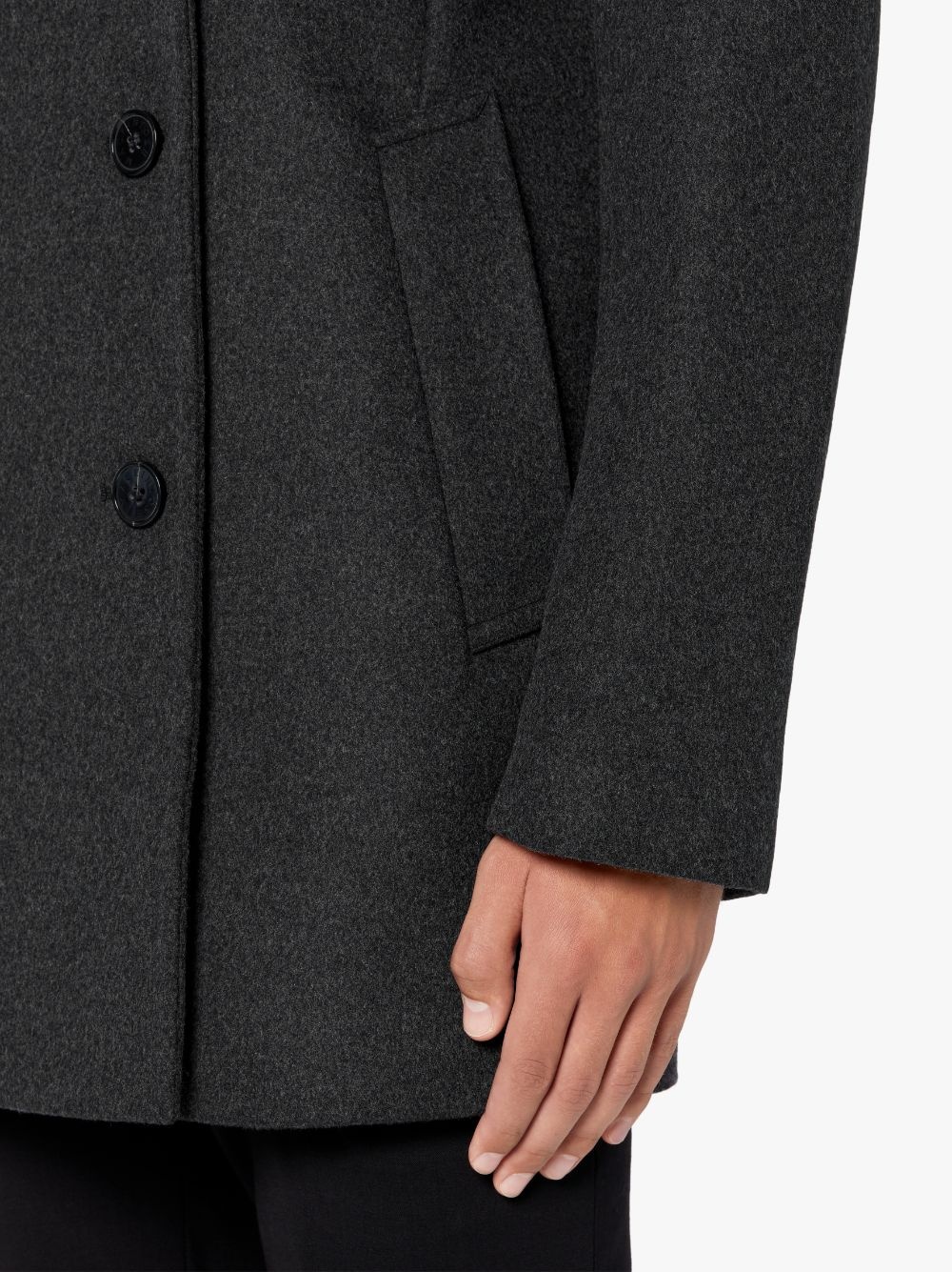 DALTON CHARCOAL WOOL & CASHMERE PEA COAT | GM-1075F - 6