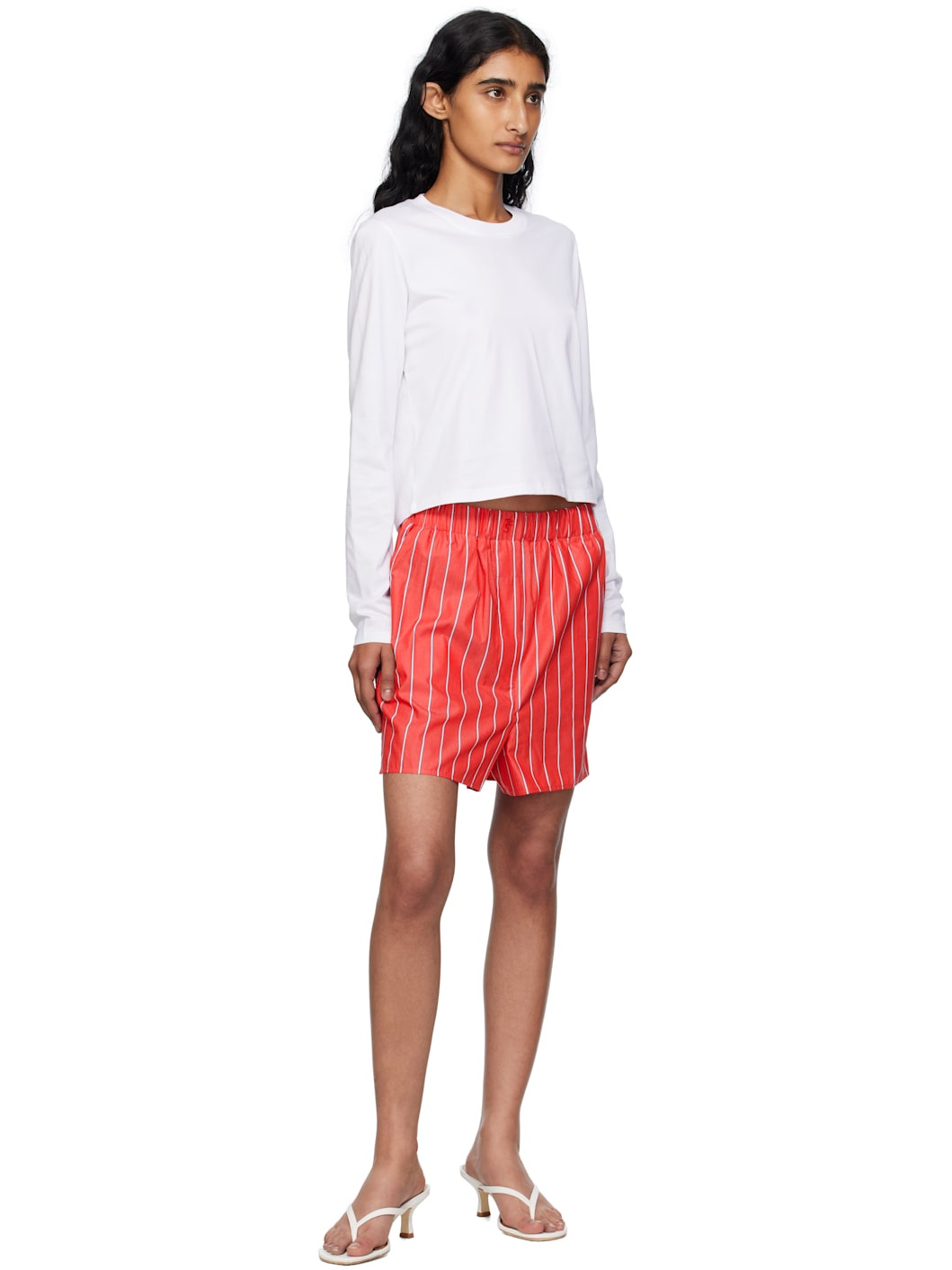Red & White Lui Striped Cotton Boxer Shorts - 4