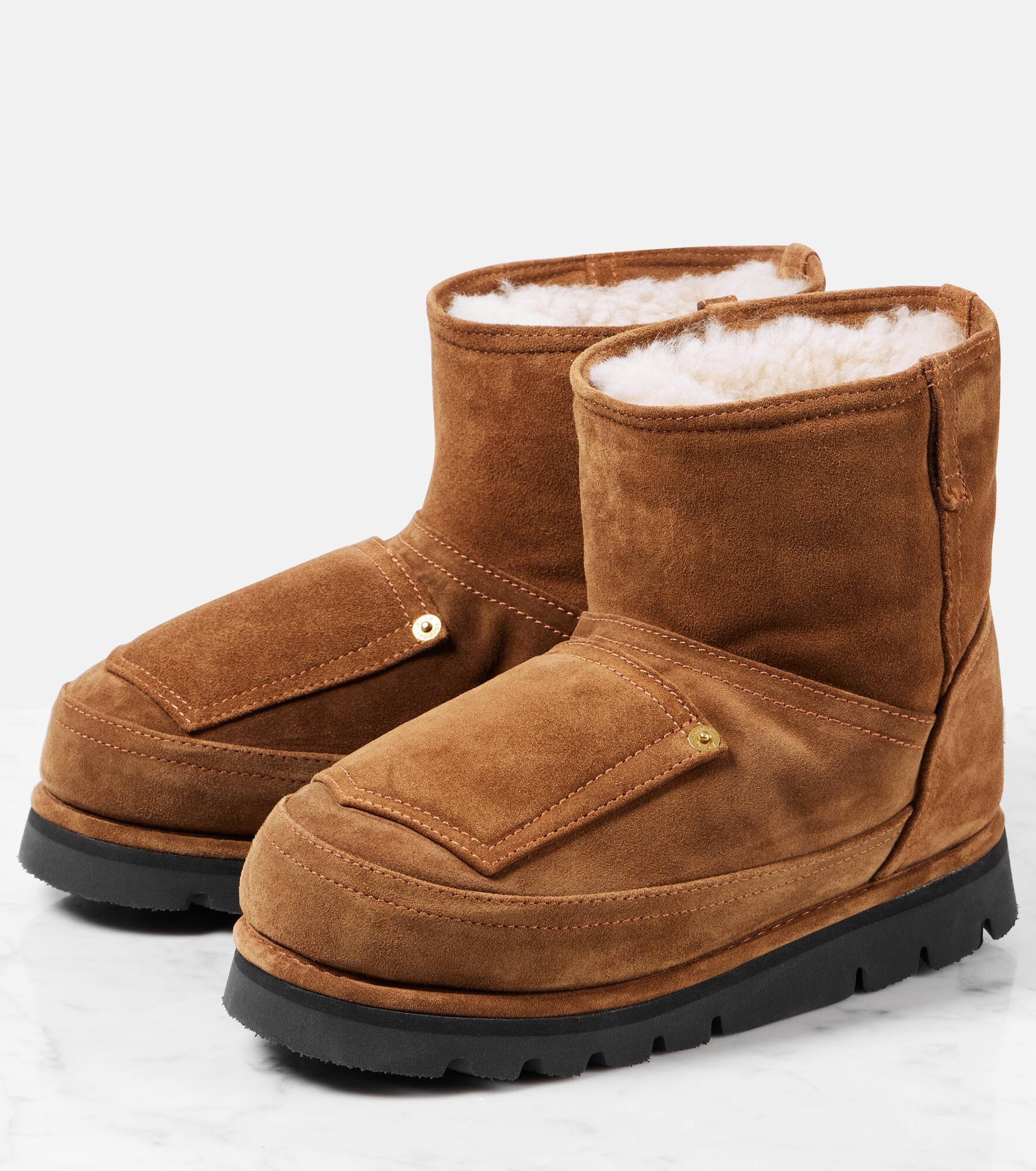 Shearling-lined leather ankle boots - 4