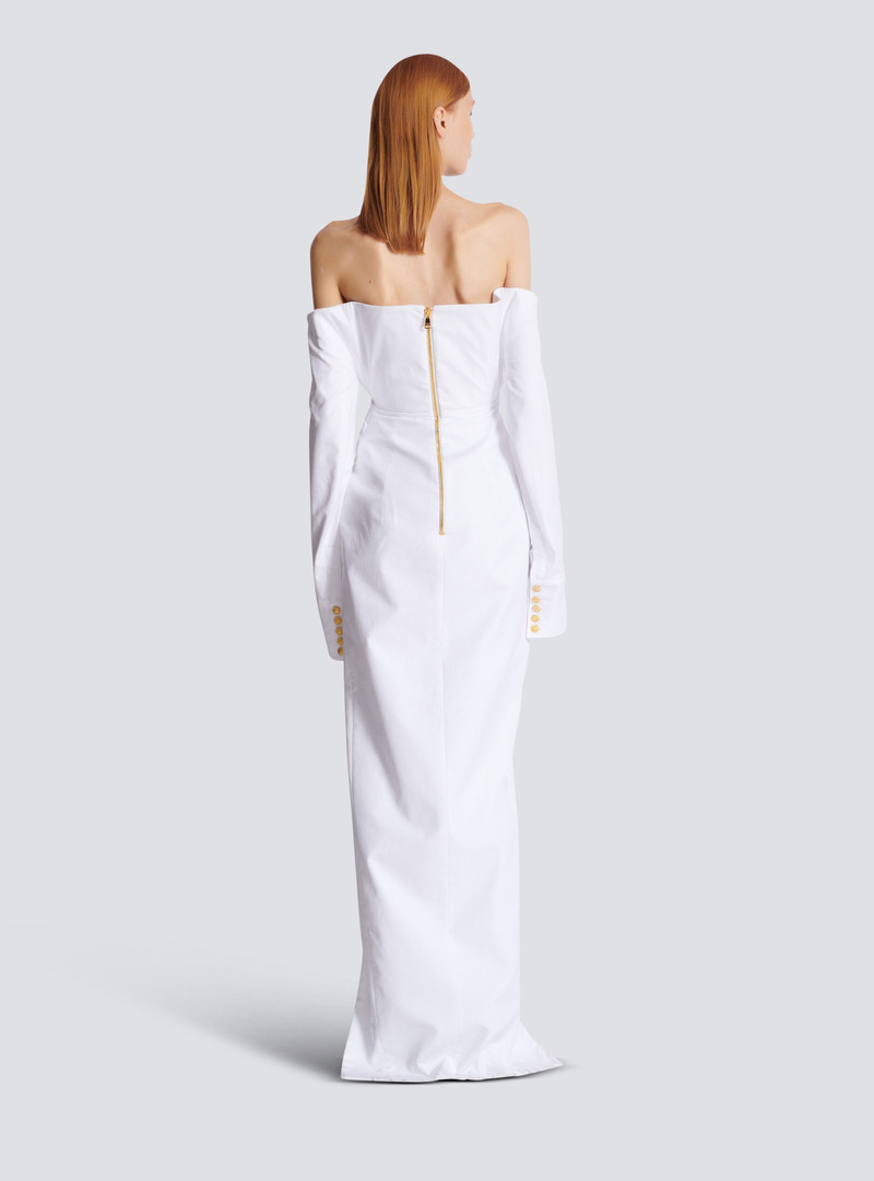 Long-sleeved poplin bustier dress 4