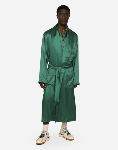 Dolce & Gabbana Silk satin robe with metal DG logo outlook