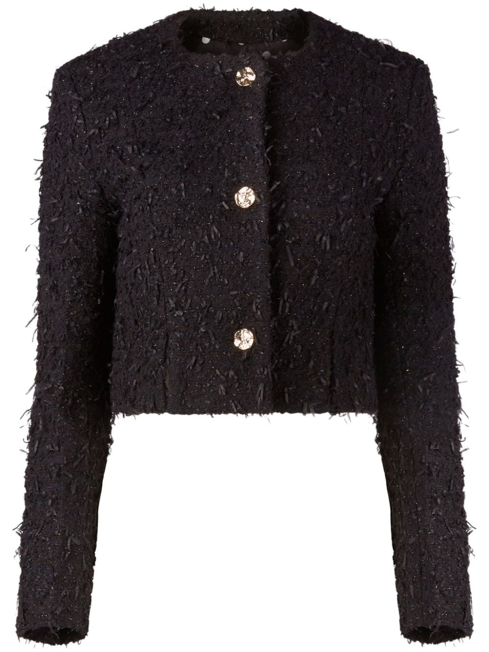 frayed tweed crop jacket - 1