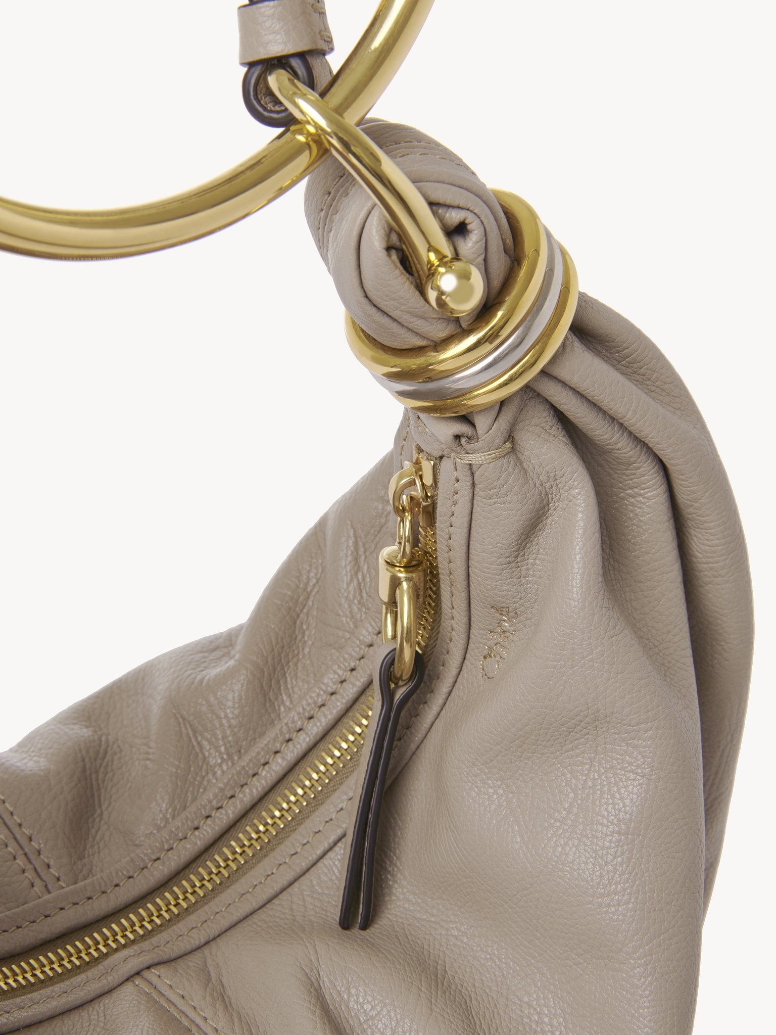 SMALL BRACELET HOBO BAG IN GRAINED LEATHER - 7