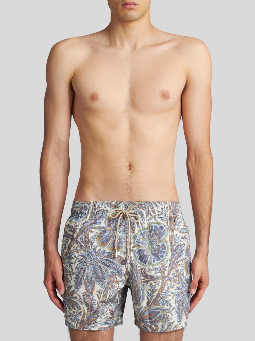 PAISLEY FOLIAGE DESIGN SWIM SHORTS - 2
