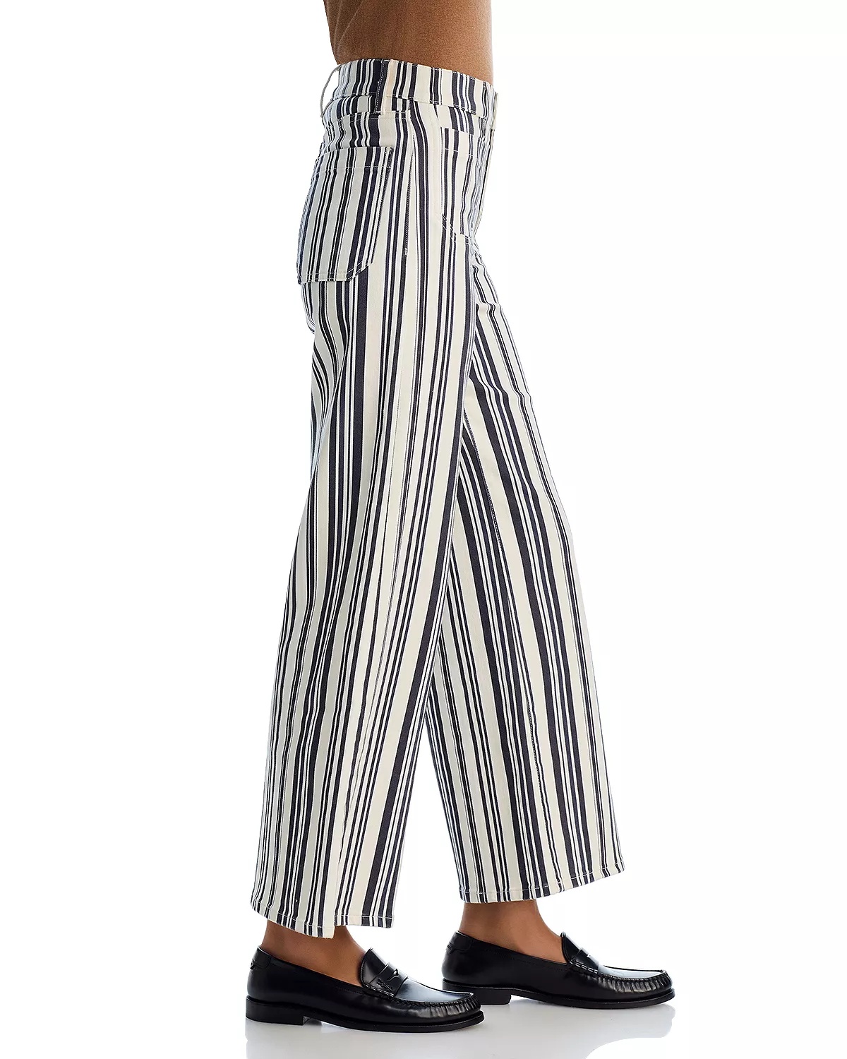 Le Slim High Rise Palazzo Jeans in Navy Stripe - 4