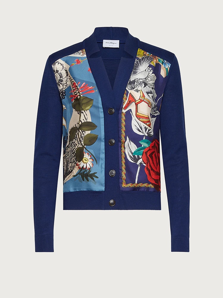 CARDIGAN WITH SILK INLAYS - 1