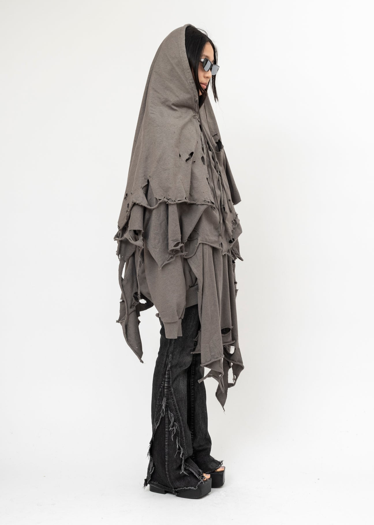 GREY DOUBLET PHANTOM FRAYED HOODIE - 2