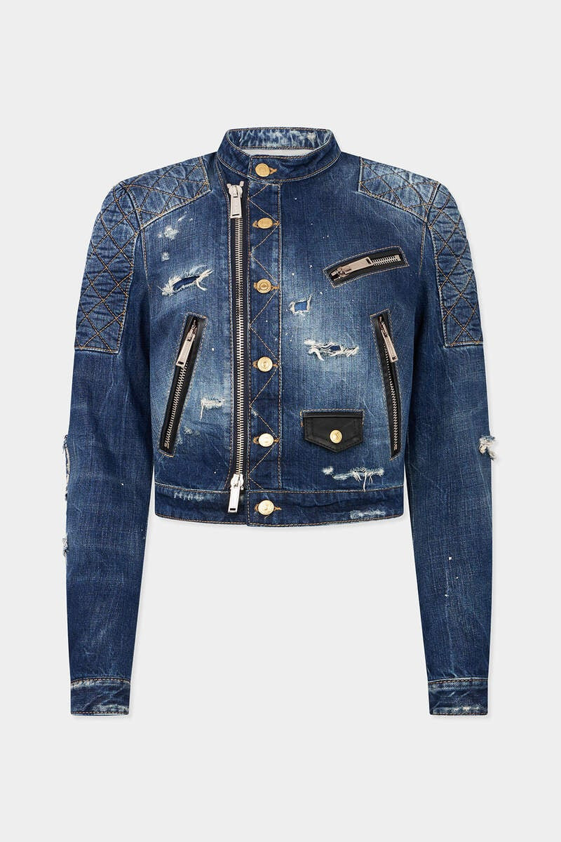 MEDIUM BROKEN BIKER JEAN JACKET 1